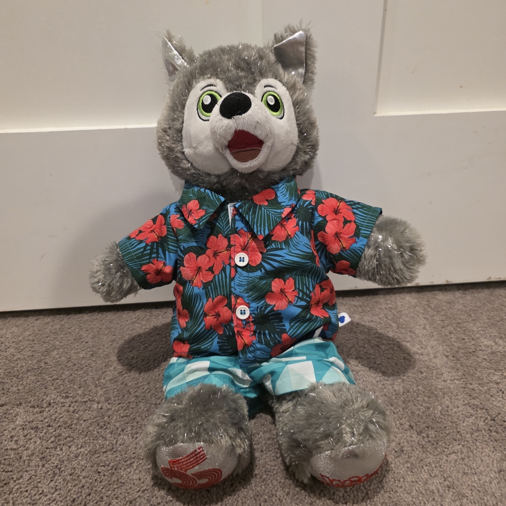 Build A Bear Great Wolf Lodge Wiley The Wolf 25th Birthday Edition W/Extras